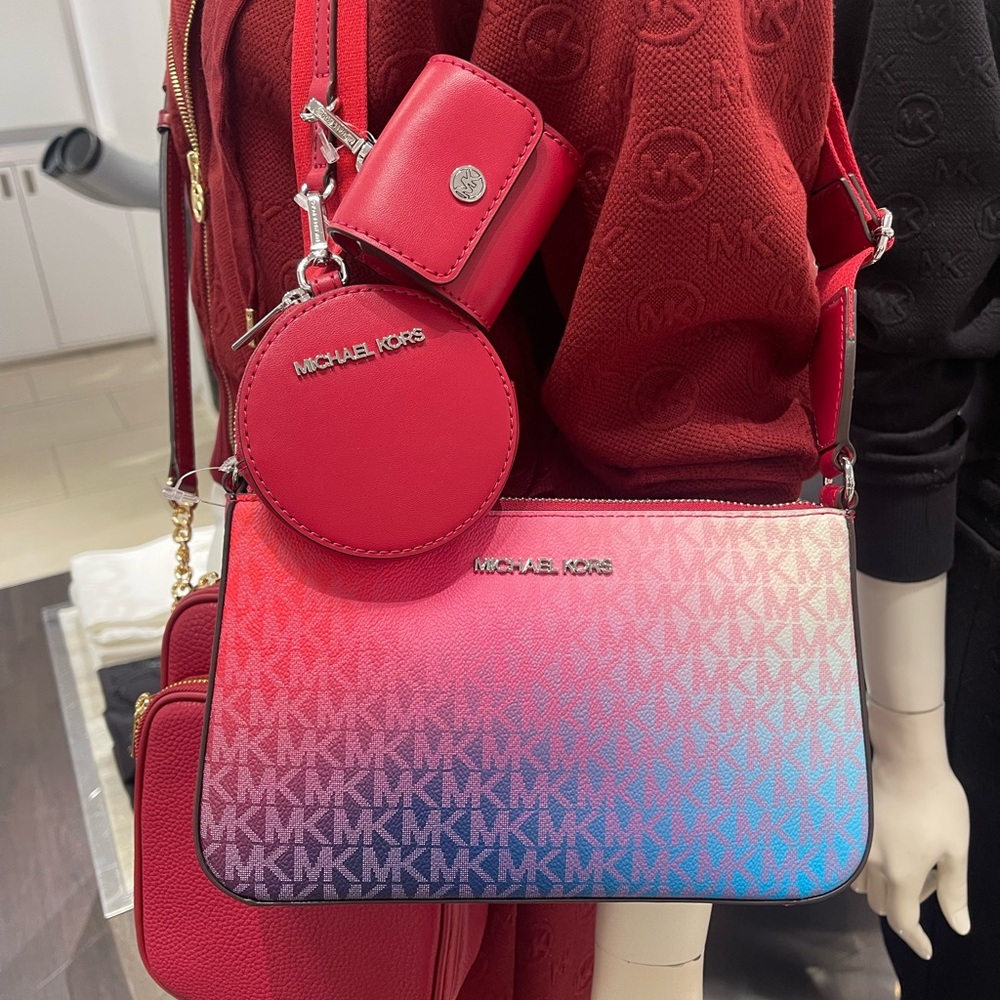 MICHAEL KORS Jet Set Small Ombré Signature Logo Crossbody Case Apple Airpods Pro - Picture 10 of 16